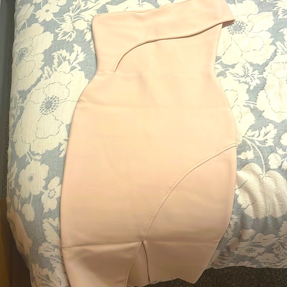 Blush Bando one shoulder dress